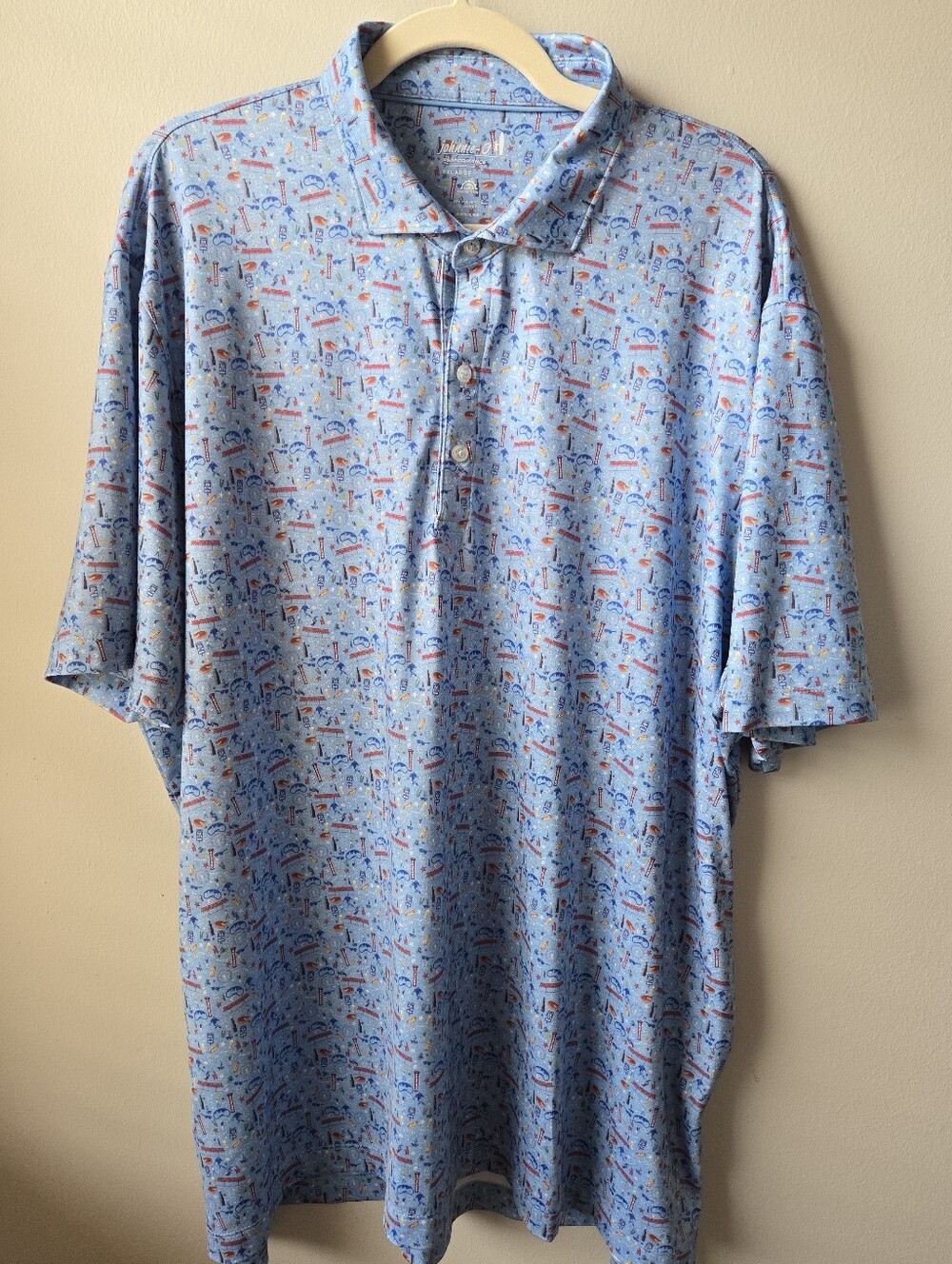 johnnie-O | Chicago Edition| Light Blue Chicago City Themed Print Polo
